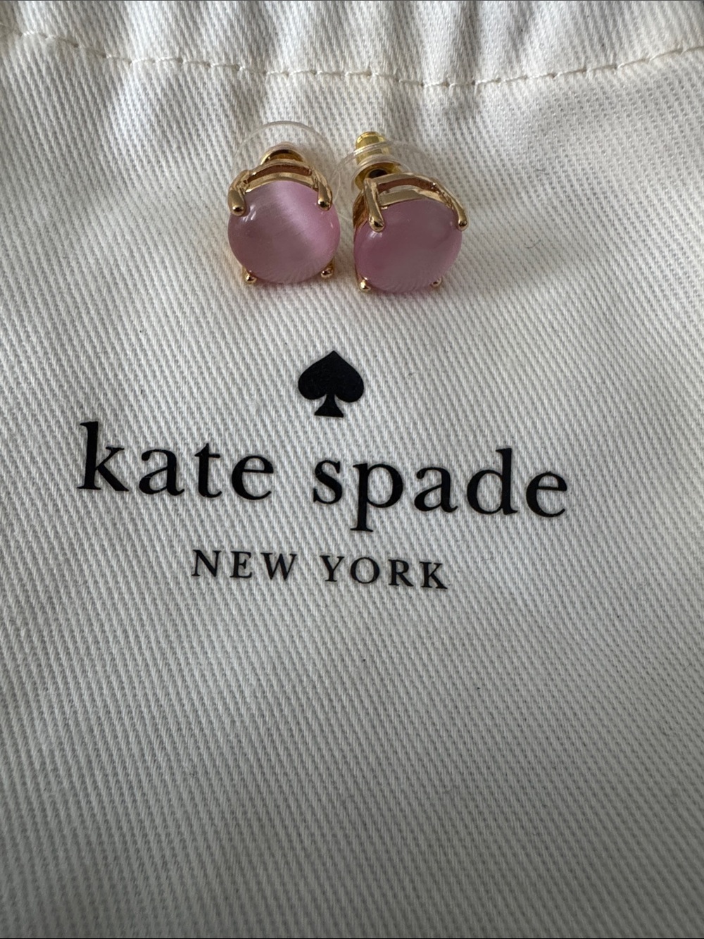 kate spade Gold-Tone Pink Cat's Eye Stud Earrings
